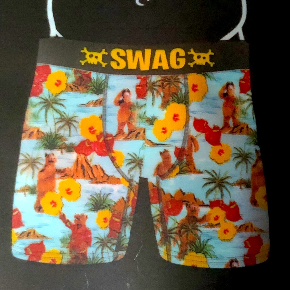 NEW SWAG ALF HAWAIIAN Vibe Boxer Brief Underwear Blue Orange LARGE Men’s